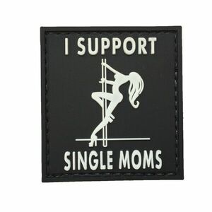 WARAGOD patch I Support Single Moms PVC Patch negru și alb imagine