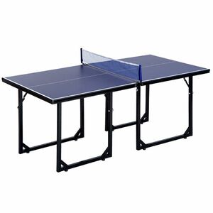 Masa de Ping Pong Pliabila, Multifuncitonala, cu Plasa din Otel si MDF, 182x91x76cm - Albastru HOMCOM | Aosom RO imagine