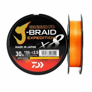 Fir Textil Daiwa J-Braid Expedition X8 Coating PE, Smash Orange, 150m (Diametru fir: 0.10 mm) imagine