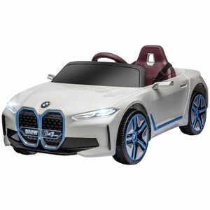 HOMCOM Masinuta Electrica pentru Copii BMW i4 cu Licenta de 12V cu Telecomanda, Baterii Portabile, Muzica, Claxon, pentru 3-6 ani Alb | Aosom Romania imagine