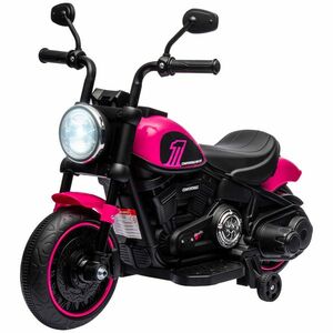 HOMCOM Motocicletă Electrică pentru Copii 18-36 luni, Motocicletă de Jucărie cu Roți Suplimentare și Faruri, 76x42x57 cm, Roz | Aosom Romania imagine