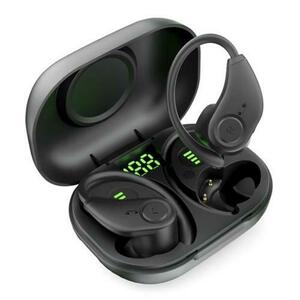 Casti Alergare True Wireless in-ear cu carlig flexibil Bluedio S6 TWS cu cutie de incarcare si transport, Bluetooth 5.1, Control tactil, Type-C (Negru) imagine