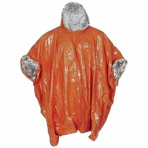 Poncho de urgență FoxOutdoor, portocaliu, acoperit cu aluminiu pe o parte imagine