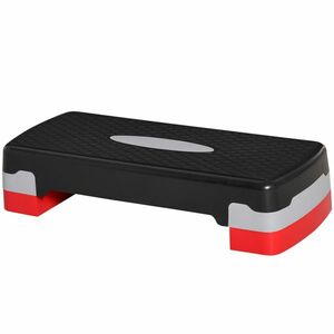 HOMCOM Step Fitness pentru Aerobic, Stepper cu Inaltime Reglabila 10-15 cm pentru Antrenament Acasa sau la Sala de Sport, 68x29cm Negru si Rosu imagine