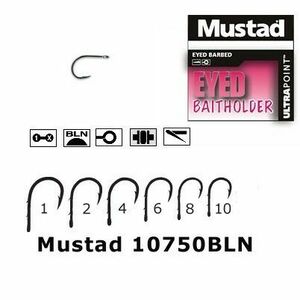 Carlig negru nichel forjat / 2 spini / 10 buc/plic MUSTAD (Marime Carlige: Nr. 4) imagine