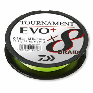 Fir textil Daiwa Tournament X8 BRAID EVO+, chartreuse, 135m (Diametru fir: 0.10 mm) imagine