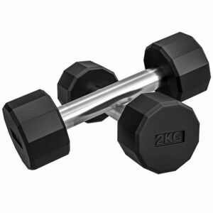 SPORTNOW Set 2 Gantere de 2 kg din Metal și Cauciuc, Set Gantere cu Mâner Antialunecare, 22x7.5x7.5 cm, Negru | Aosom Romania imagine