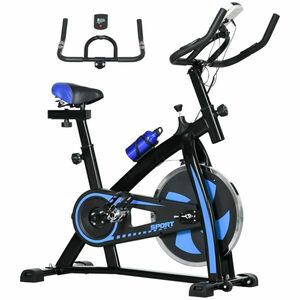 SPORTNOW Bicicletă pentru Exerciții cu Rezistență, Ghidon și Șa Reglabile, 118x50x105-115 cm, Albastru | Aosom Romania imagine