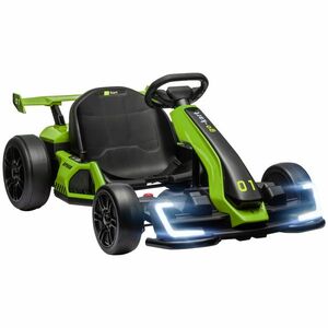 HOMCOM Go Kart Electric pentru Copii cu Scaun Reglabil, 2 Motoare, Claxon, Lumini și Muzică, 120x76x53, 5 cm, Verde | Aosom Romania imagine