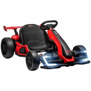 HOMCOM Go-Kart Electric pentru Copii cu Scaun Reglabil, 2 Motoare, Claxon, Lumini și Muzică, 120x76x53.5 cm, Roșu | Aosom Romania imagine