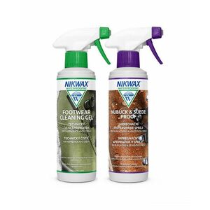 Nikwax Set de 2 bucăți de spray pentru nubuc și piele de căprioară Twin Nubuck & Suede / Gel de curățare a încălțămintei Spray 300ml imagine