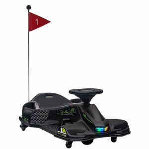 HOMCOM Go-Kart Electric pentru Copii cu Pedale, Pornire Lentă, Lumini, Muzică și Centură, 90x53x99 cm, Negru | Aosom Romania imagine