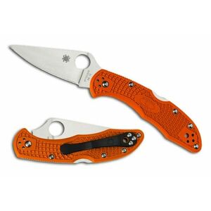 Cuțit de buzunar Spyderco Delica 4 Lightweight Flat Ground 7, 5 cm, portocaliu, FRN imagine