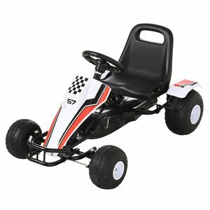 Gokart HOMCOM pentru 3-6 ani, scaun reglabil, roti din plastic, alb | Aosom Romania imagine