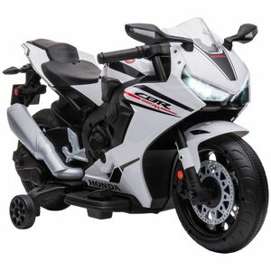 HOMCOM Motocicletă Electrică pentru Copii cu Baterie Reîncărcabilă de 6V, Viteză 3 km/h și Muzică, 90x44x52 cm, Alb | Aosom Romania imagine