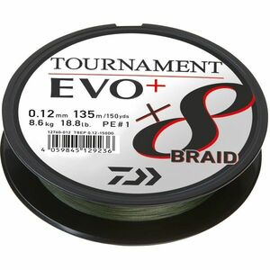 Fir Textil Daiwa Tournament 8X Braid Evo+, Culoare Dark Green, 135m (Diametru fir: 0.18 mm) imagine