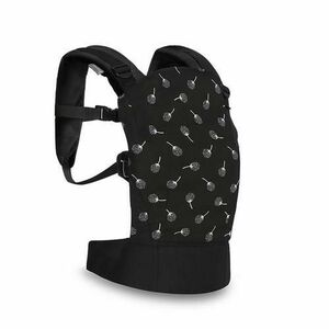 Marsupiu ergonomic pentru copii Lorelli Wally Black Floral, din bumbac/poliester, pliabil, buzunar frontal, centuri ajustabile pentru umar si talie, 0-20 Kg imagine