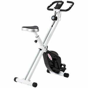 SPORTNOW Bicicletă Fitness Pliabilă cu Rezistență Magnetică pe 8 Nivele, Display LCD și Monitor Puls, 97x43x110 cm, Negru | Aosom Romania imagine