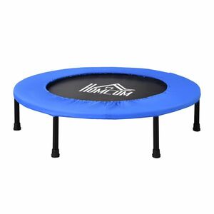 HOMCOM Trambulina Elastica pentru Jumping Fitness si Antrenament Acasa, Arcuri si Structura din Otel, Φ91x22.5cm, Negru si Albastru imagine