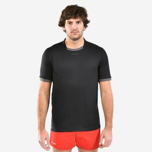 Tricou Rugby R100 Negru-Gri Bărbați imagine