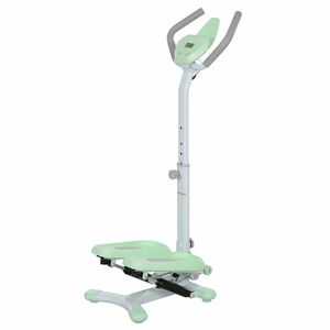 SPORTNOW Stepper cu Mânere Reglabile pe 3 Niveluri, Treaptă Reglabilă și Monitor LCD, 48x38x108-118 cm, Verde | Aosom Romania imagine