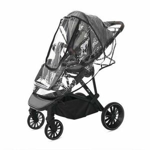 Husa de ploaie pentru carucior Lorelli, 0 luni+, model universal, geanta de transport cu fermoar inclusa, transparent, materiale non-toxice, dotata cu o fereastra cu fermoar, 72x57x47 cm imagine