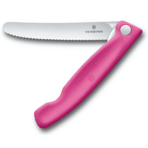 Victorinox Cuțit pliabil pentru fructe și legume - lamă zimțată Swiss Classic, roz imagine