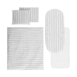 Set lenjerie pentru carucior Lorelli Grey Striped, universal, cu protectie impermeabila, 7 piese, bumbac fin si delicat imagine