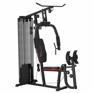 SPORTNOW Stație Fitness Multifuncțională cu 45 kg pentru Antrenament cu Presă Piept și Picioare, 160x108x200 cm, Negru | Aosom Romania imagine