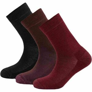 Devold DAILY MERINO MEDIUM SOCK 3PK Șosete de lână femei, vișiniu, mărime imagine