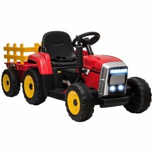 HOMCOM Tractor Electric pentru Copii cu Remorcă Detașabilă, Telecomandă și Lumini, pentru Copii 3-6 Ani, 136, 5x50x52, 5 cm, Roșu | Aosom Romania imagine