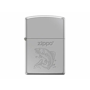 Brichetă Zippo pe benzină cu motiv Fish, cromată imagine