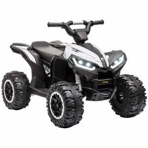 HOMCOM ATV Electric pentru Copii, Motocicletă pentru Copii cu Motor Dublu, 2 Viteze, Roți Late și Faruri LED, 83x53x55.5 cm, Alb | Aosom Romania imagine