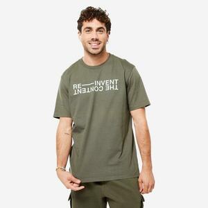 Tricou Fitness regular din bumbac Verde kaki cenușiu Bărbați imagine