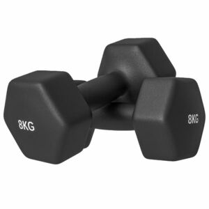 SPORTNOW Set de 2 Greutăți Hexagonale, Gantere cu Prindere Antiderapantă pentru Antrenament de Fitness, 25x10x10 cm, Negru | Aosom Romania imagine