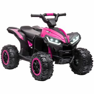 HOMCOM ATV Electric pentru Copii cu Motor Dublu și 2 Viteze, Roți, Faruri LED, Claxon și Muzică, 83x53x55.5 cm, Roz | Aosom Romania imagine