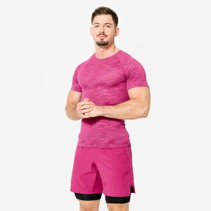 Tricou Compresie Bodybuilding Guler rotund Mov Bărbați imagine