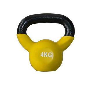 Gantera kettlebell DHS FItness DYKD2004KG, 4kg, otel (Negru/Galben) imagine