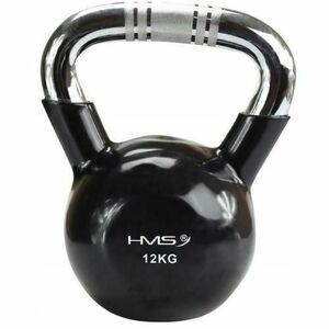 Greutate Kettlebell, Hms, Fonta/PVC, 12kg, Negru/Argintiu imagine