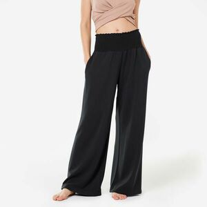 Pantalon Croială largă Yoga ușoară PREMIUM Negru Damă imagine