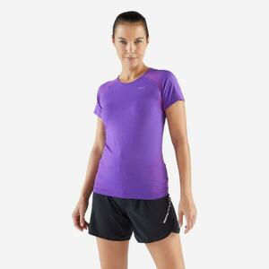 Tricou slim fără cusături alergare asfalt+ trail KIPRUN Run500 Confort Mov Damă imagine