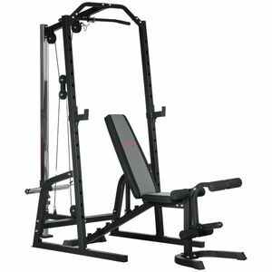 SPORTNOW Cadru de Forta Multifunctional cu Banc de Greutati Suport Genuflexiuni Sistem Scripeti 15 Niveluri | Aosom Romania imagine