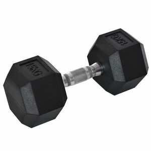 HOMCOM Ganteră Hexagonală de 15 kg, cu Prindere Antiderapanta, Greutate pentru Brațe din Oțel și Cauciuc, Ø15.5x33.6 cm, Negru | Aosom Romania imagine