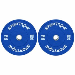 SPORTNOW Set 2 Discuri Greutăți 2x20 kg din Cauciuc cu Orificiu de 5 cm pentru Gantere și Grijuri, Ø45x8 cm, Albastru | Aosom Romania imagine