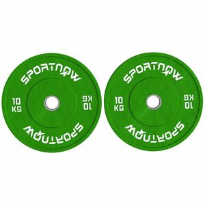 SPORTNOW Set de 2 Discuri Greutăți 2x10 kg din Cauciuc, cu Gaură de 5 cm pentru Gantere și Grijuri, Ø45x4 cm, Verde | Aosom Romania imagine