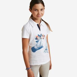 Tricou polo 100 echitație Alb Copii imagine