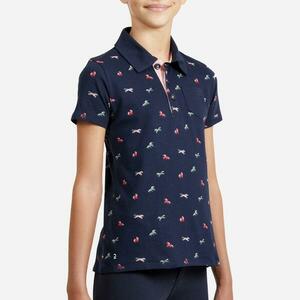 Tricou Polo Echitaţie 140 bleumarin băieți imagine