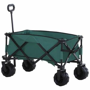 Outsunny Cărucior de Grădină cu Mâner Telescopic, Cărucior pentru Transport Obiecte până la 70 kg, 108x55 cm, Verde | Aosom Romania imagine