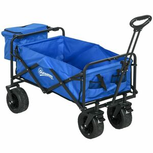 Outsunny Cărucior Pliabil de Exterior cu Geantă Frigorifică Detașabilă, Capacitate 100kg, Ideal pentru Grădină și Camping, Albastru | Aosom Romania imagine