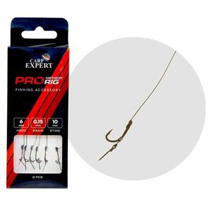 Carlige Legate Carp Expert Pro Method Feeder Hair Rig, spin 7mm, 6buc/plic (Marime Carlige: Nr. 8) imagine